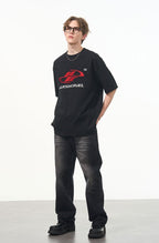 Racing Logo Embroidered Basic Tee - COPPING THREADS - Harsh and Cruel