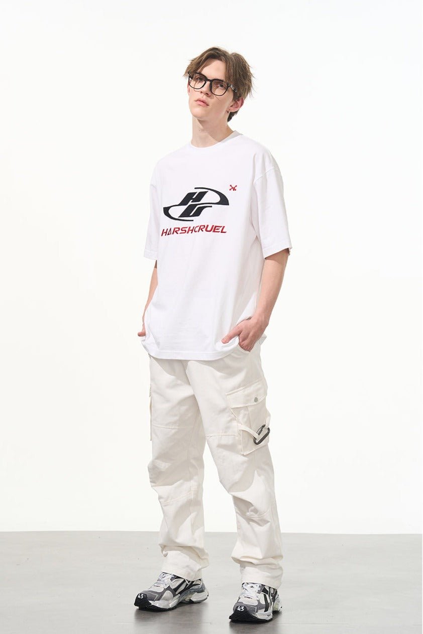 Racing Logo Embroidered Basic Tee - COPPING THREADS - Harsh and Cruel