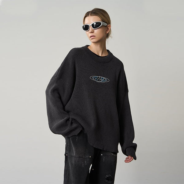 Racing Print Logo Crewneck Knit Sweater - COPPING THREADS - Harsh and Cruel