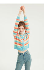 Rainbow Striped Mohair Cardigan - COPPING THREADS - CT Select