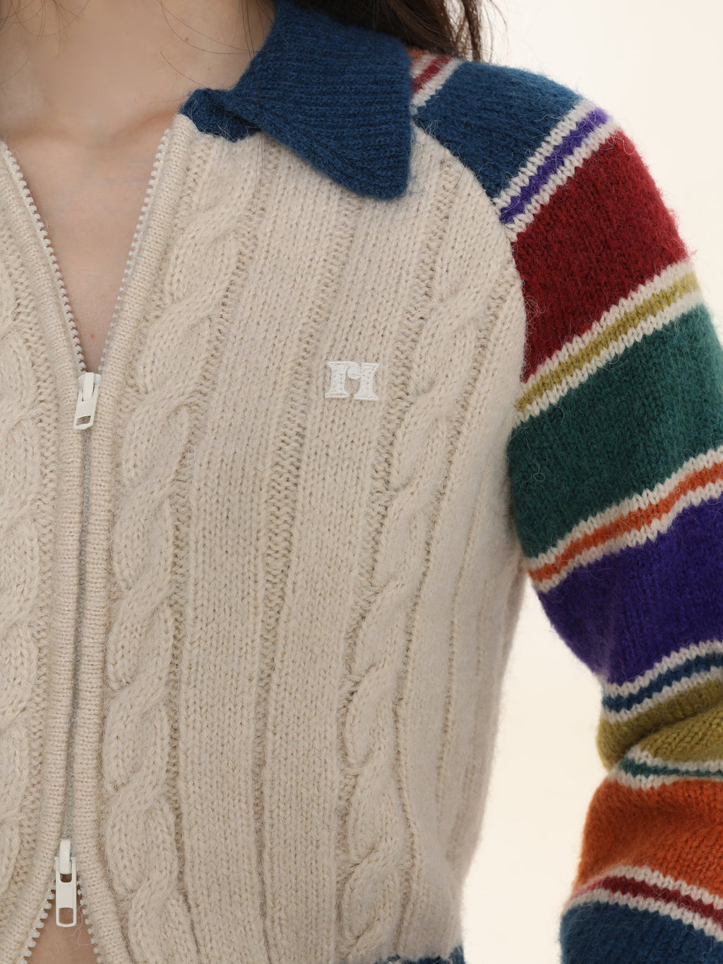 Rainbow Striped Raglan Sleeve Cardigan - COPPING THREADS - MOROMORO