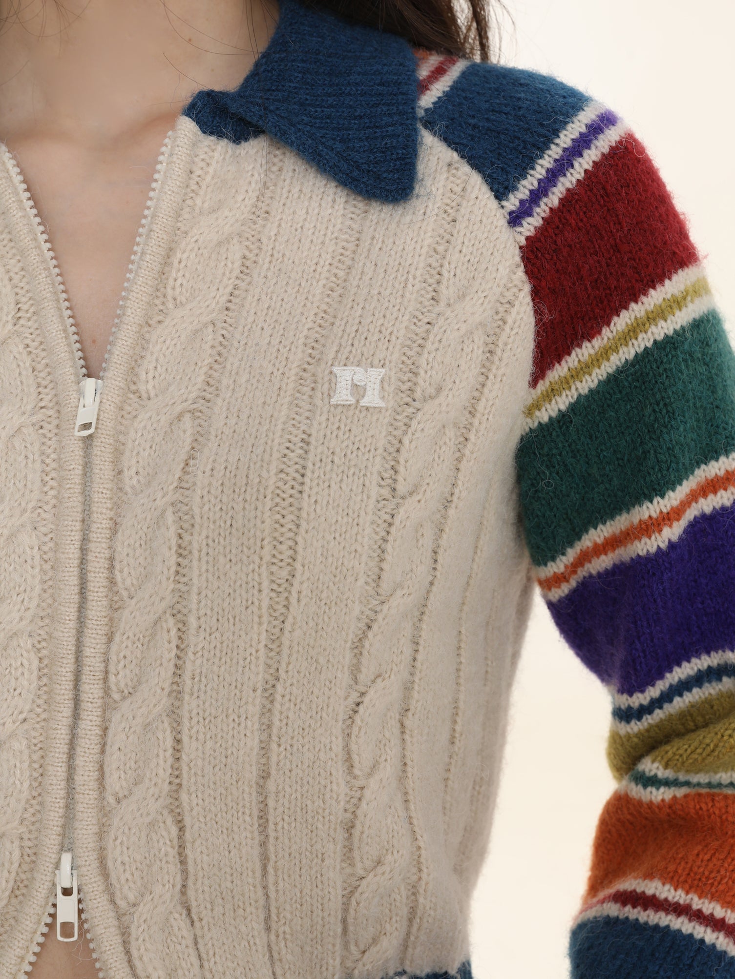 Rainbow Striped Raglan Sleeve Cardigan - COPPING THREADS - MOROMORO