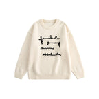 Raised Letter Knit Print Crewneck Sweater - COPPING THREADS - CATTEE