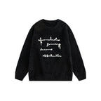 Raised Letter Knit Print Crewneck Sweater - COPPING THREADS - CATTEE