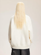 Raised Letter Knit Print Crewneck Sweater - COPPING THREADS - CATTEE