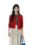 Red and Grey Color - Block Faux Layered Wool Knit Cardigan - COPPING THREADS - MOROMORO