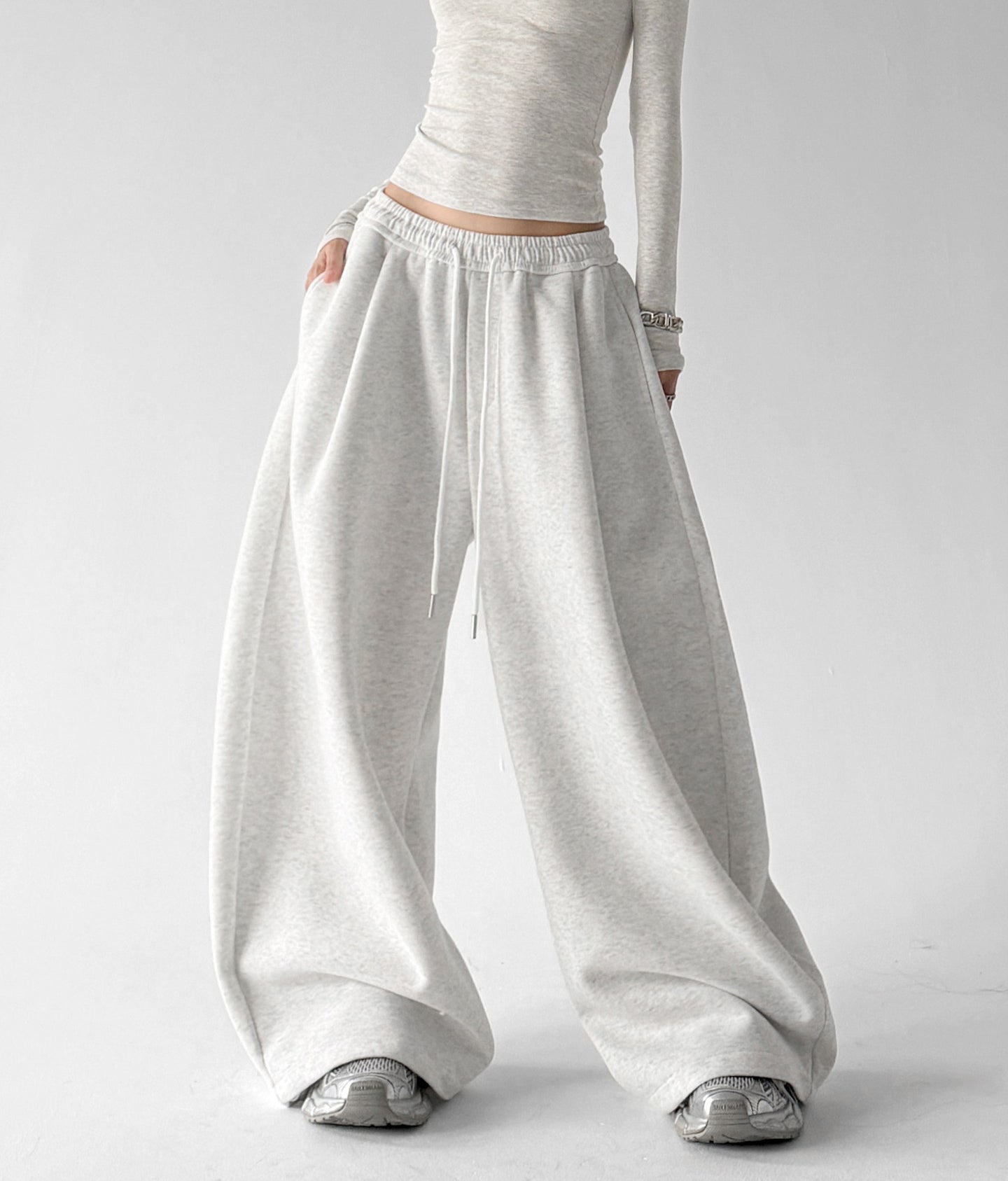 Relaxed Drawstring Wide-Leg Sweatpants - CT66216 Zweitbild