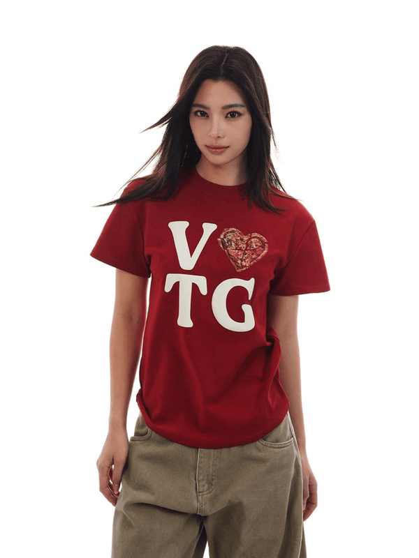 Retro Americana Heart & Lettering Graphic Tee - COPPING THREADS - CT Select