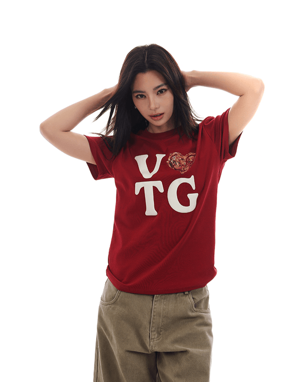 Retro Americana Heart & Lettering Graphic Tee - COPPING THREADS - CT Select