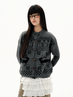 Retro Antler Jacquard Fair Isle Toggle Knit Cardigan - COPPING THREADS - CHICISLAND