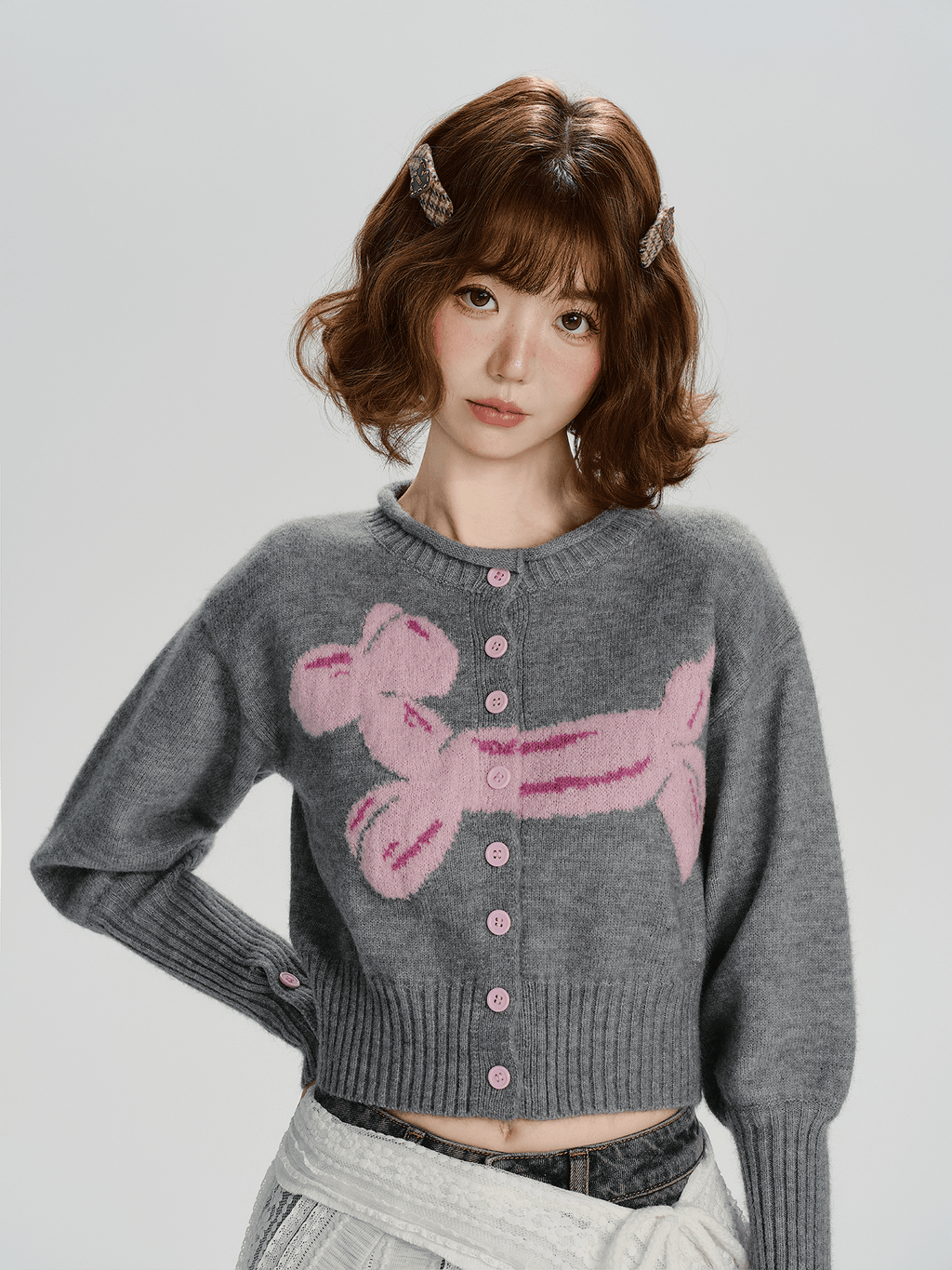 Retro Balloon Dog Jacquard Cardigan - COPPING THREADS - CHICISLAND