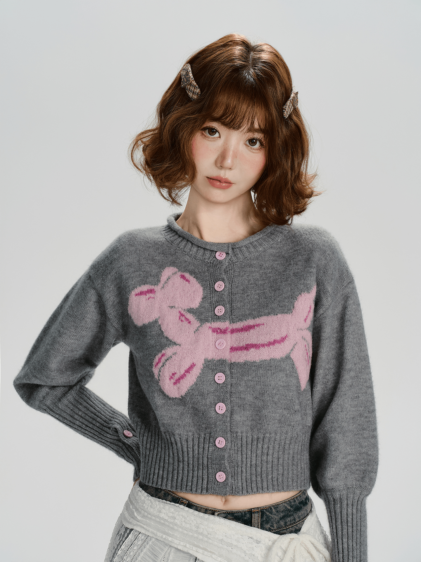 Retro Balloon Dog Jacquard Cardigan - COPPING THREADS - CHICISLAND
