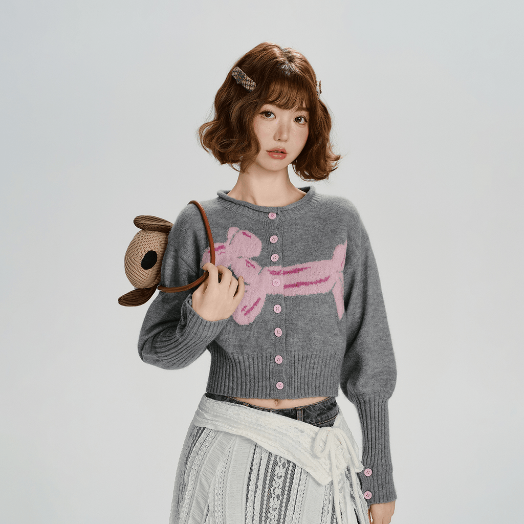 Retro Balloon Dog Jacquard Cardigan - COPPING THREADS - CHICISLAND