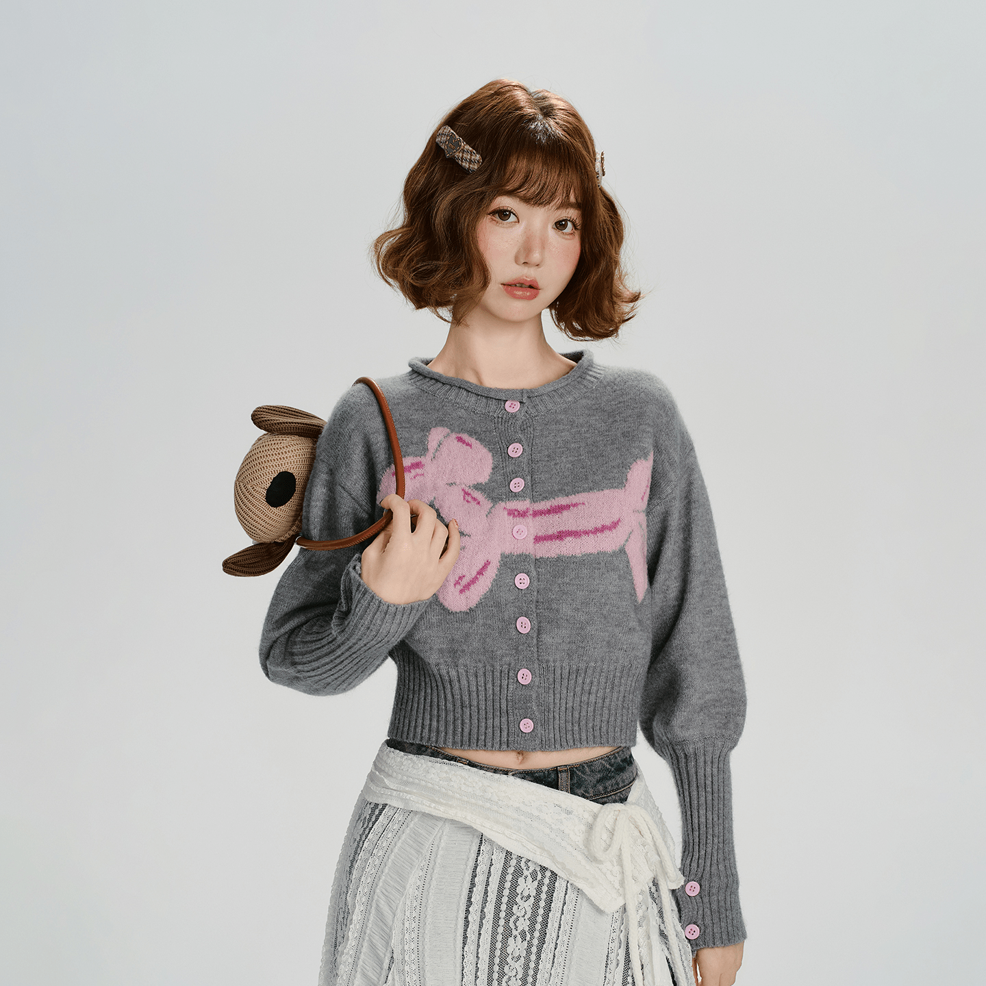 Retro Balloon Dog Jacquard Cardigan - COPPING THREADS - CHICISLAND