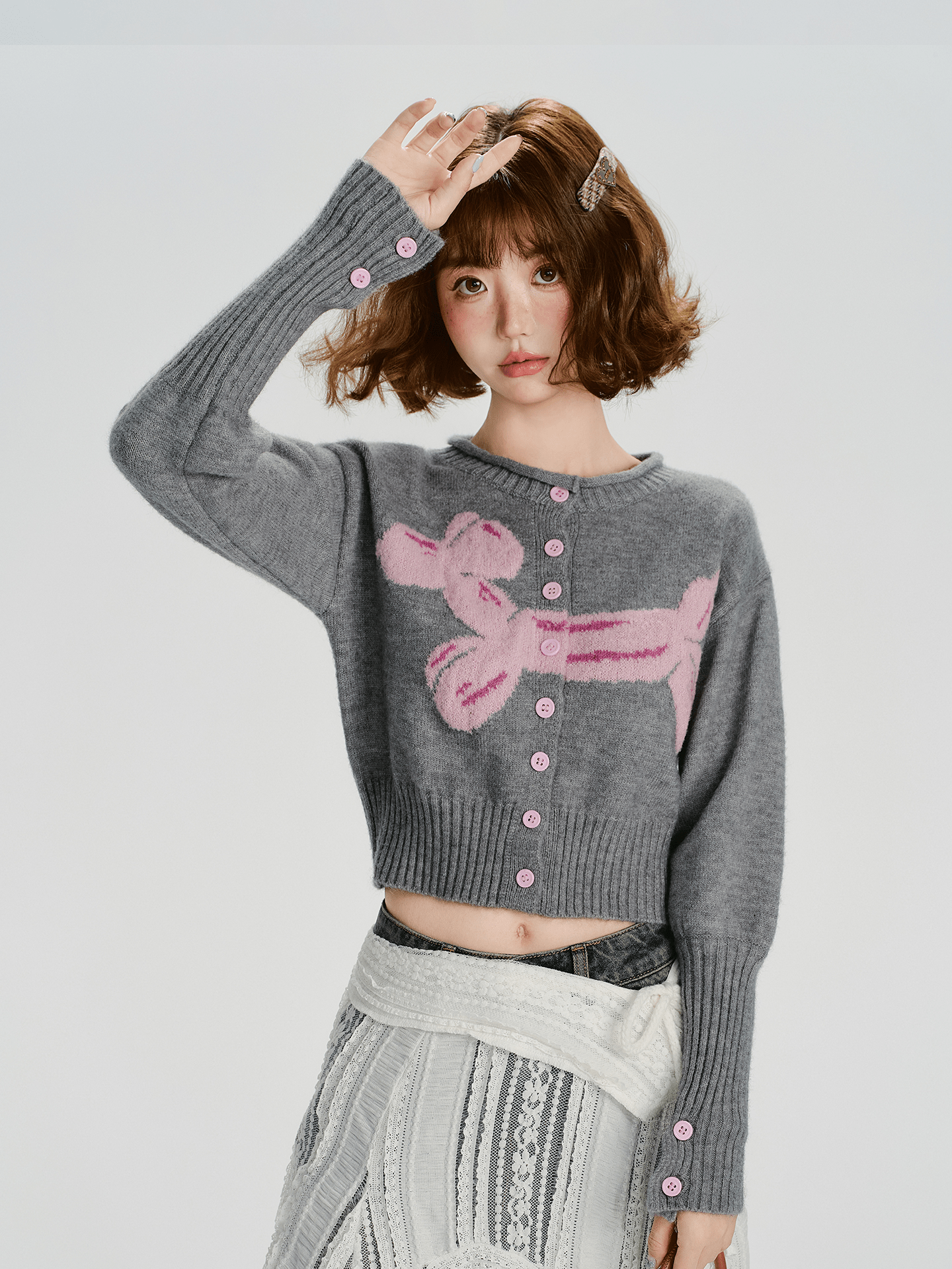 Retro Balloon Dog Jacquard Cardigan Secondary image