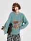 Retro Bear Graphic Handcrafted Round Neck Knit Sweater - COPPING THREADS - CT Select