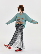 Retro Bear Graphic Handcrafted Round Neck Knit Sweater - COPPING THREADS - CT Select