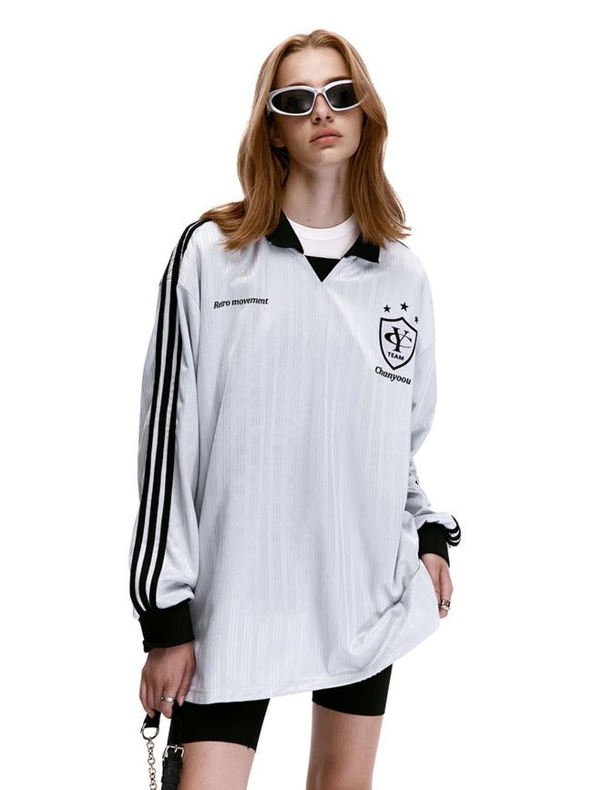 Retro Blockcore Striped Jersey Sweatshirt - COPPING THREADS - CHICISLAND Hover Image