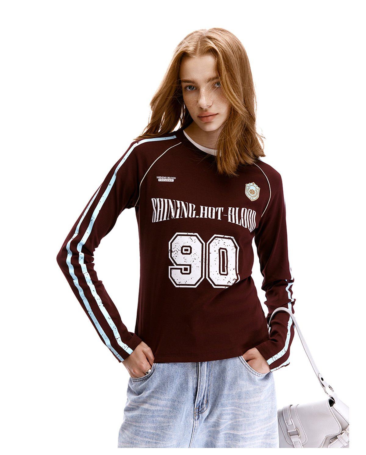 Langärmliges Jersey-T-Shirt mit Retro-Blokette-Streifen Zweitbild