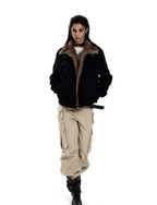 Retro Buckle Collar Faux Suede Puffer Jacket - COPPING THREADS - 0123Start