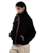 Retro Buckle Collar Faux Suede Puffer Jacket - COPPING THREADS - 0123Start