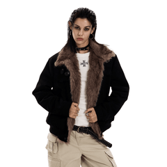 Retro Buckle Collar Faux Suede Puffer Jacket - COPPING THREADS - 0123Start