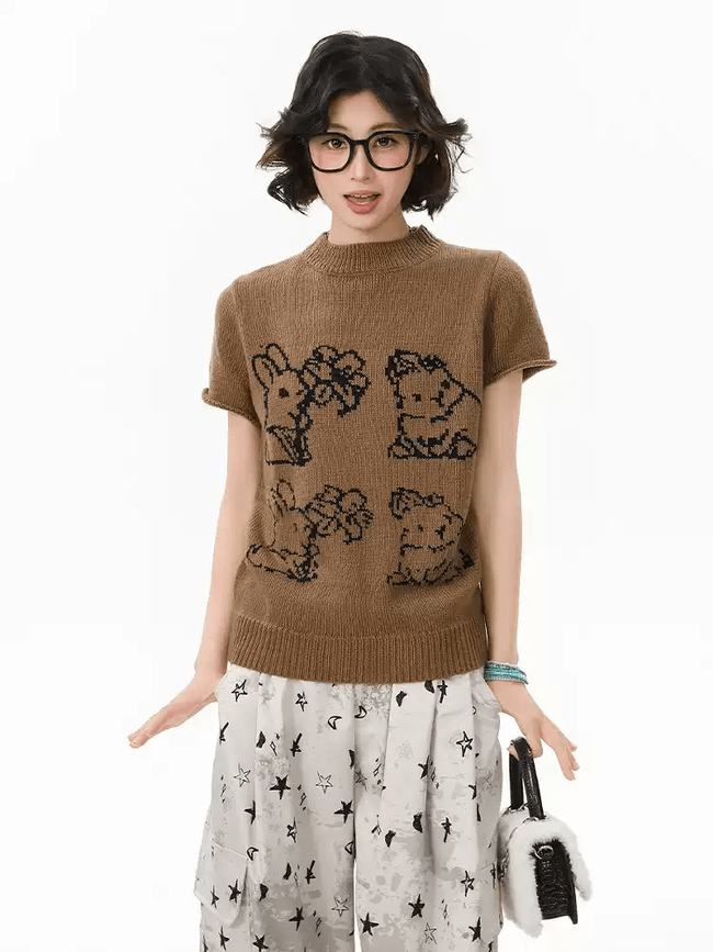 Retro Bunny Jacquard Knit Tee Main Image