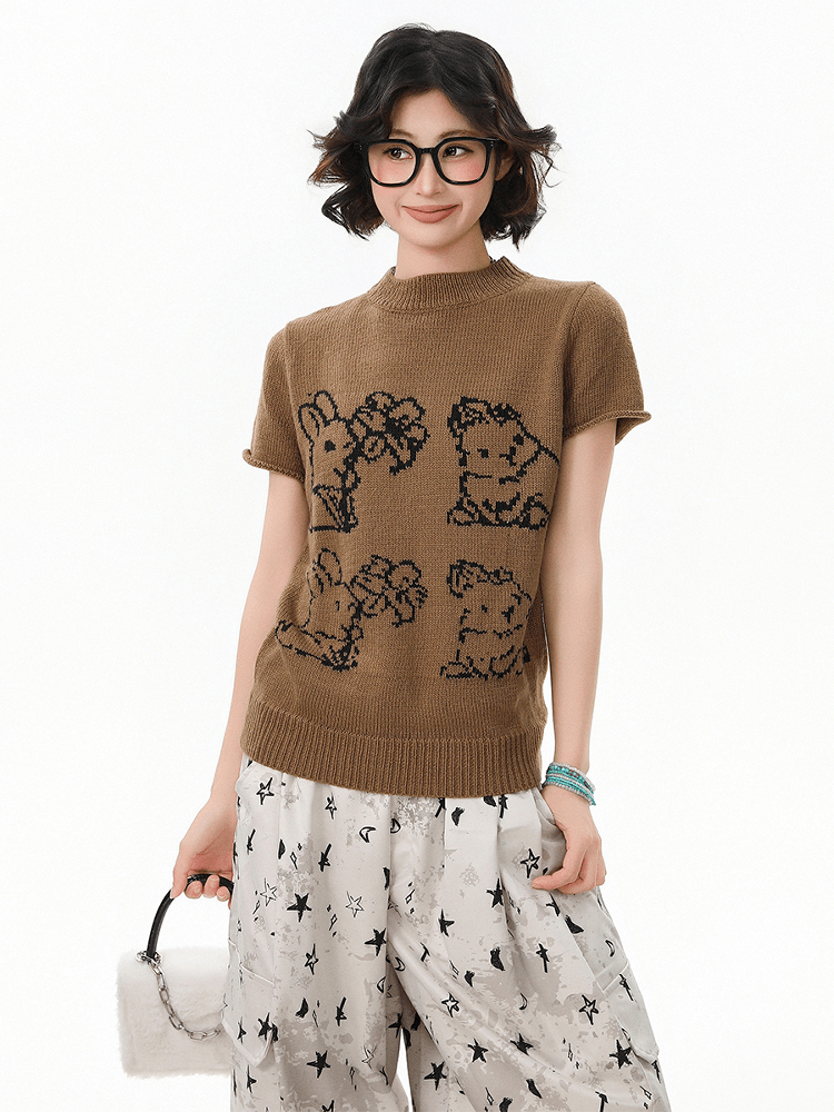 Retro Bunny Jacquard Knit Tee - COPPING THREADS - CHICISLAND