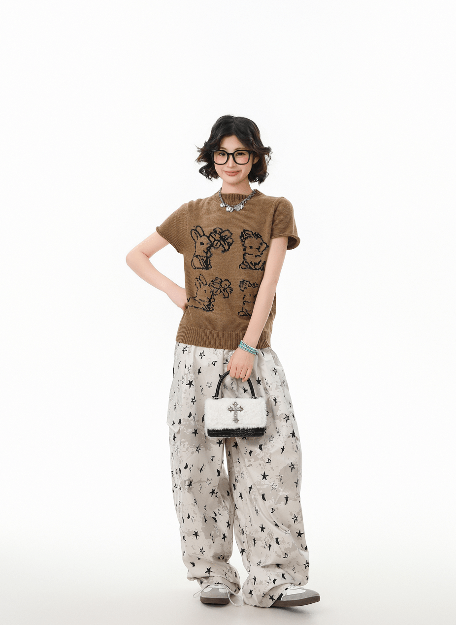 Retro Bunny Jacquard Knit Tee - COPPING THREADS - CHICISLAND