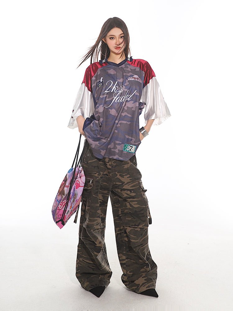 Retro Camouflage Mesh Panel Sports Jersey Tee - COPPING THREADS - CT Select