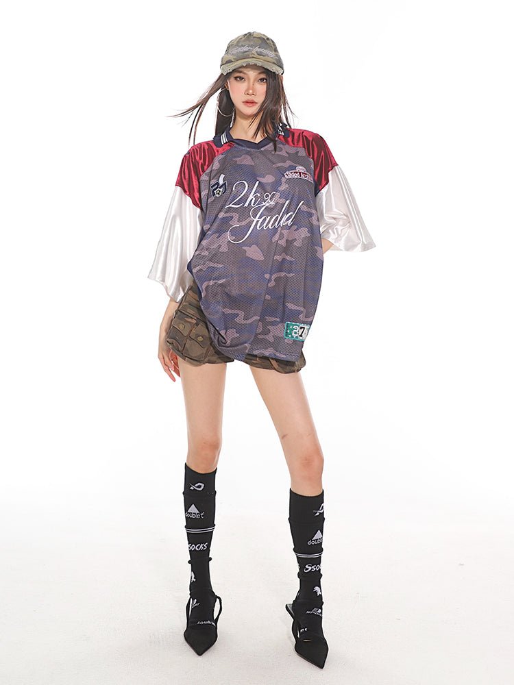 Retro Camouflage Mesh Panel Sports Jersey Tee - COPPING THREADS - CT Select