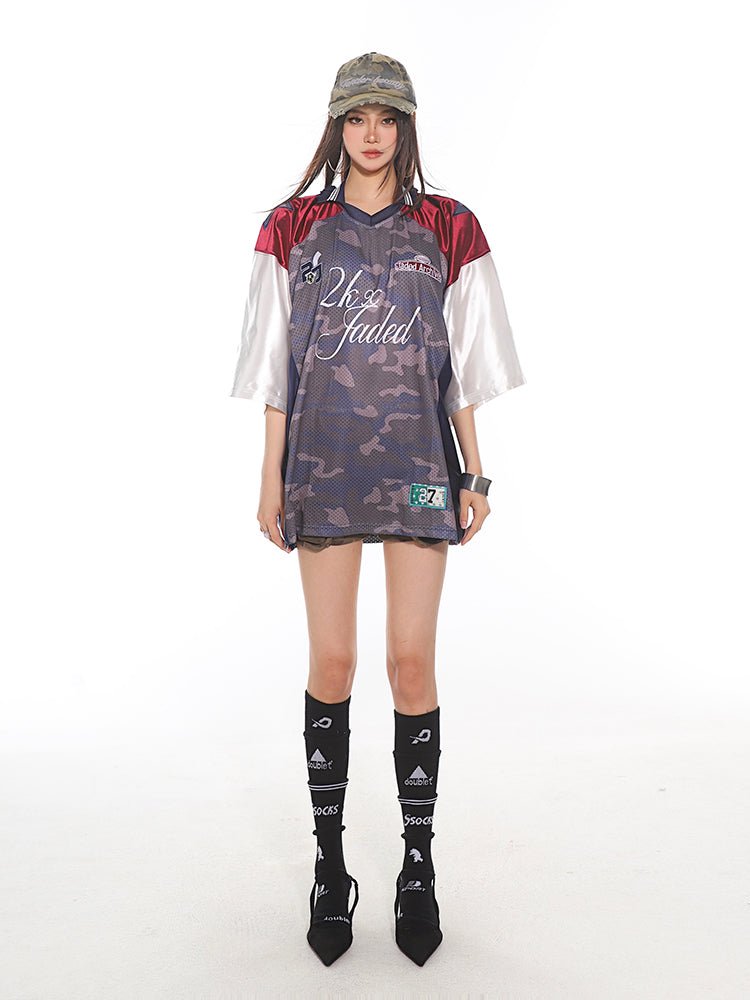 Retro Camouflage Mesh Panel Sports Jersey Tee - COPPING THREADS - CT Select