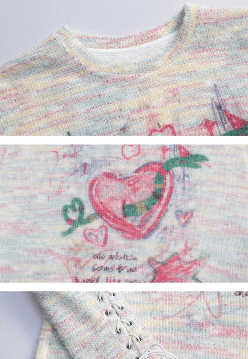 Retro Cartoon Heart Graffiti Crewneck Sweater - COPPING THREADS - CT Select