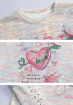 Retro Cartoon Heart Graffiti Crewneck Sweater - COPPING THREADS - CT Select