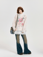 Retro Cartoon Heart Graffiti Crewneck Sweater - COPPING THREADS - CT Select