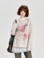 Retro Cartoon Heart Graffiti Crewneck Sweater - COPPING THREADS - CT Select