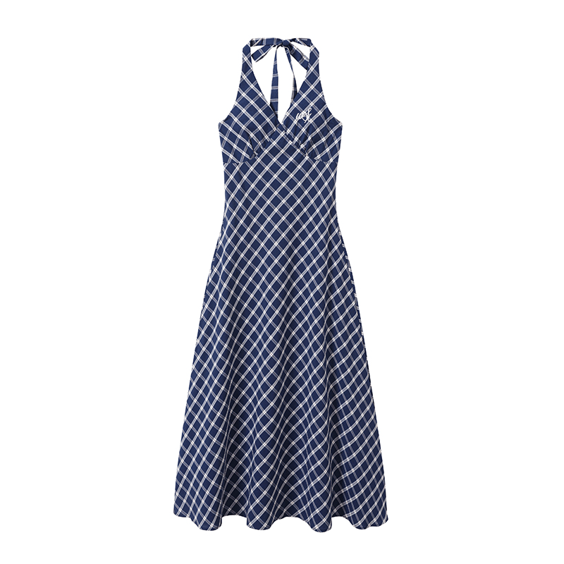 Retro Checkered Halter Neck Bodycon Dress - COPPING THREADS - WES1