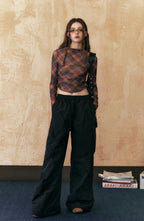 Retro Colorblock Plaid Fitted Long Sleeve Tee - COPPING THREADS - CHICISLAND