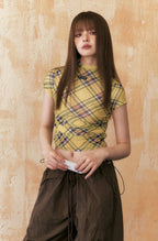 Retro Colorblock Plaid Fitted Tee - COPPING THREADS - CHICISLAND