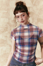 Retro Colorblock Plaid Fitted Tee - COPPING THREADS - CHICISLAND