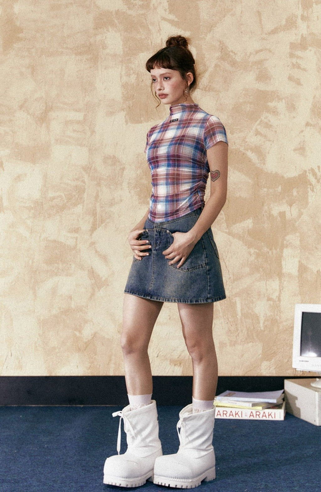 Retro Colorblock Plaid Fitted Tee - COPPING THREADS - CHICISLAND