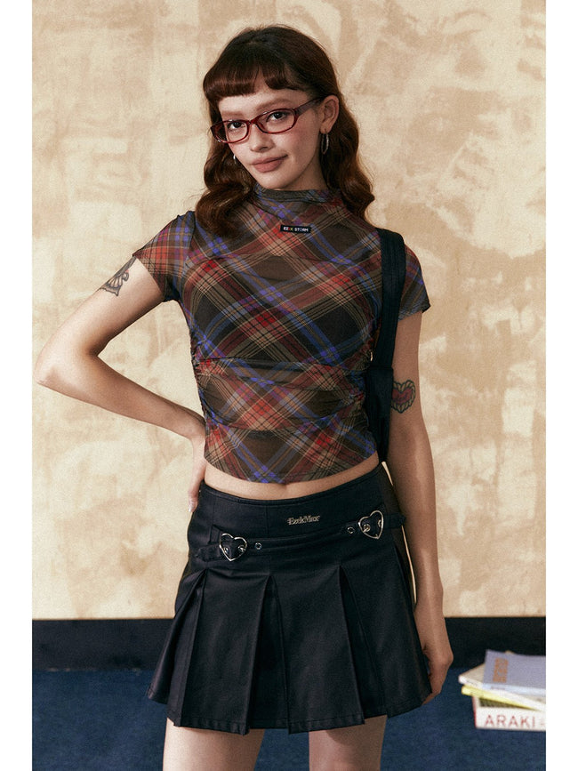 Retro Colorblock Plaid Fitted Tee - COPPING THREADS - CHICISLAND Hover Image