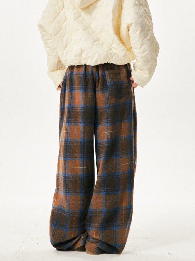 Retro Cozy Plaid Wide Leg Pants - COPPING THREADS - CT Select