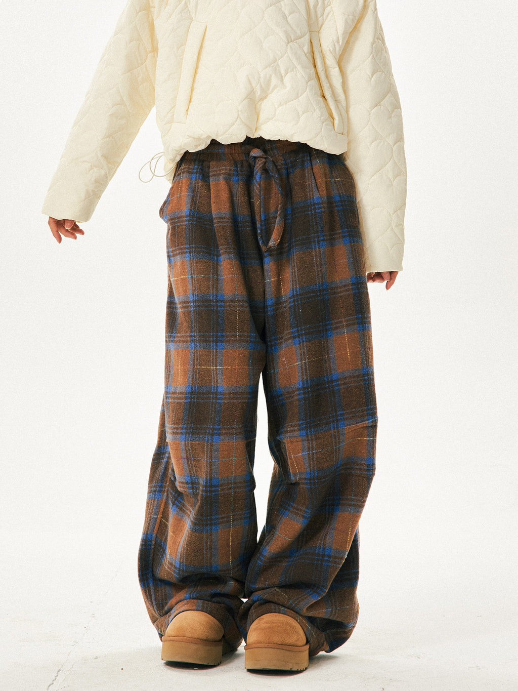 Retro Cozy Plaid Wide Leg Pants - COPPING THREADS - CT Select