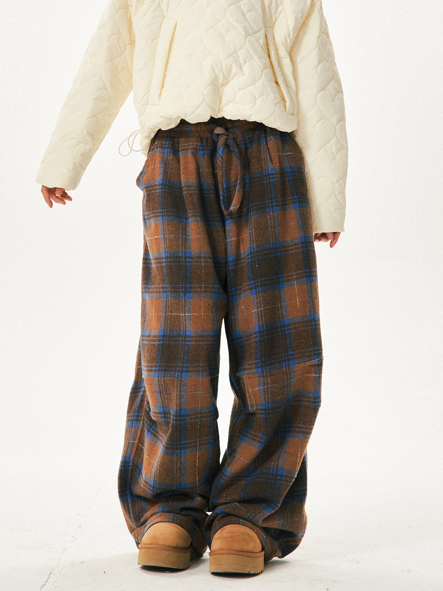Retro Cozy Plaid Wide Leg Pants - COPPING THREADS - CT Select