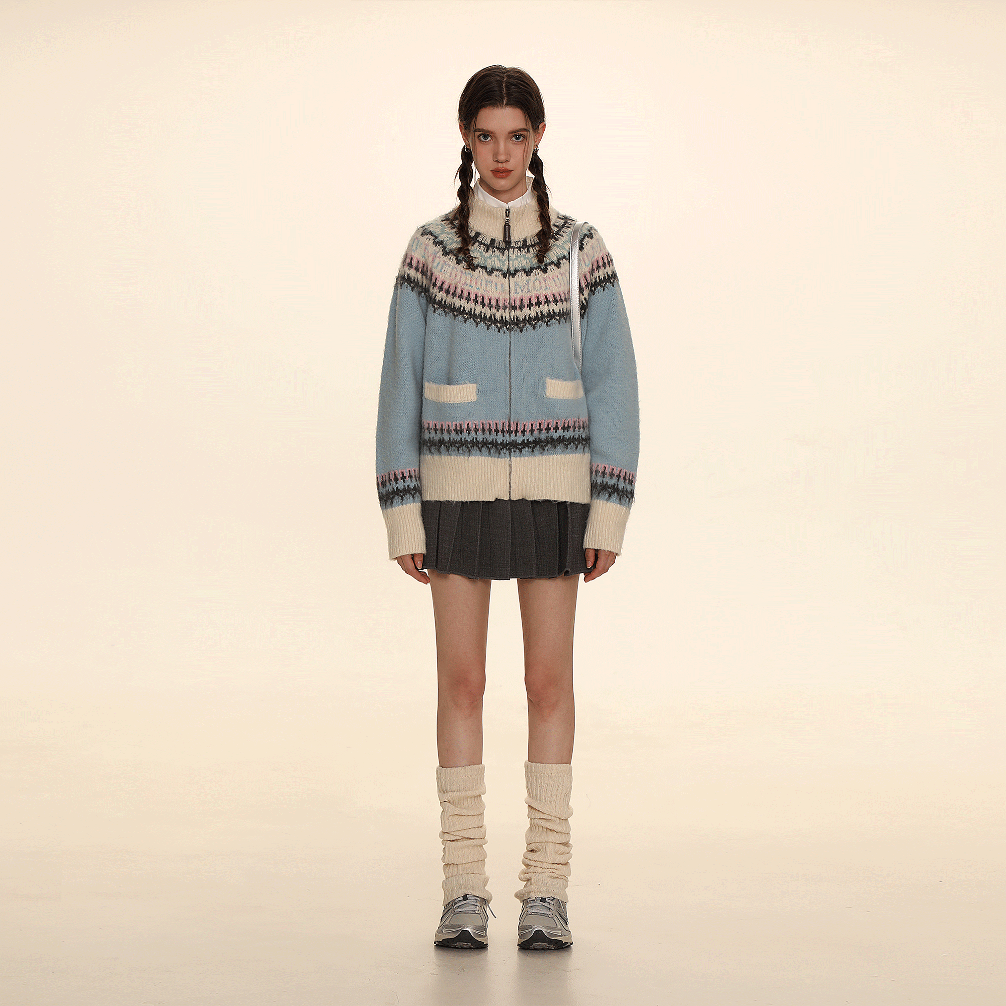 Retro Crew Neck Zip - Up Knit Cardigan Sweater - COPPING THREADS - MOROMORO