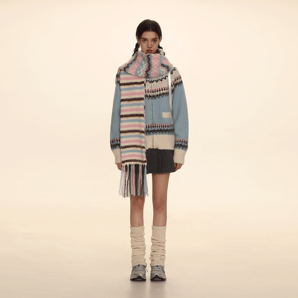 Retro Crew Neck Zip - Up Knit Cardigan Sweater - COPPING THREADS - MOROMORO