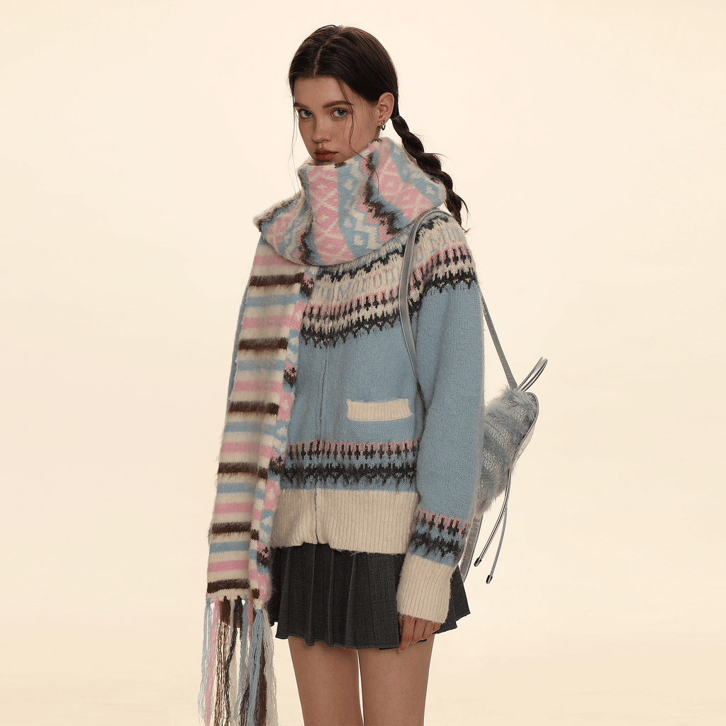 Retro Crew Neck Zip - Up Knit Cardigan Sweater - COPPING THREADS - MOROMORO