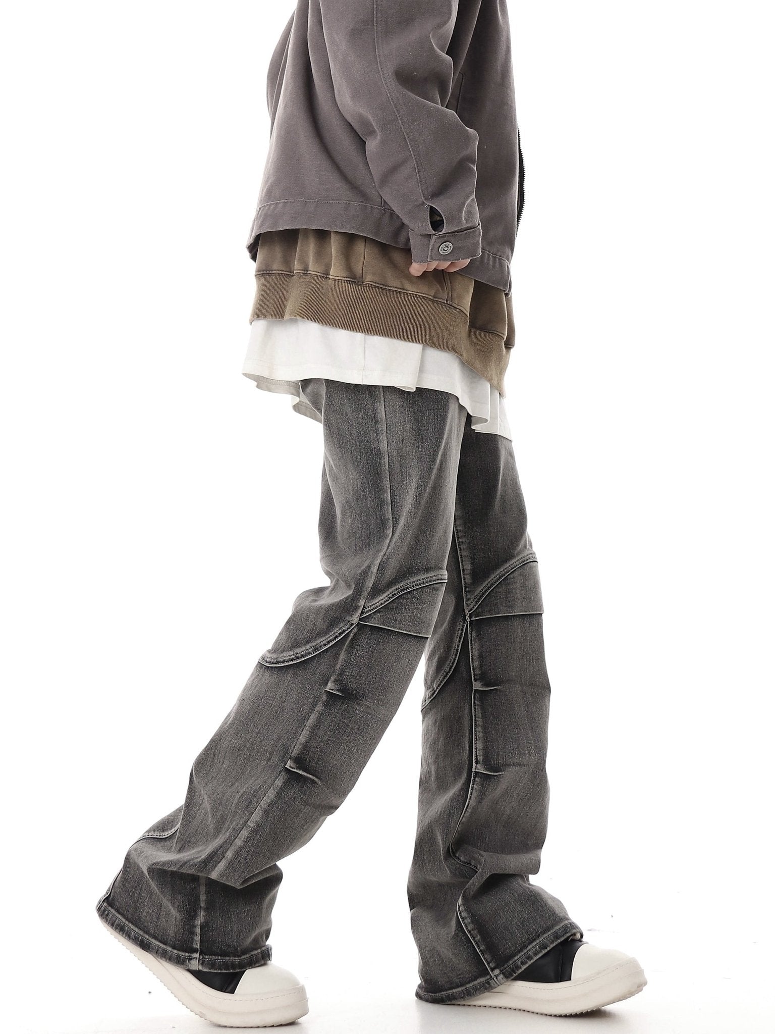 Retro Deconstructed Wrinkle Flared Denim - COPPING THREADS - CHICISLAND