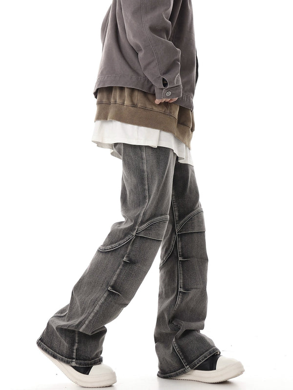 Retro Deconstructed Wrinkle Flared Denim - COPPING THREADS - CHICISLAND